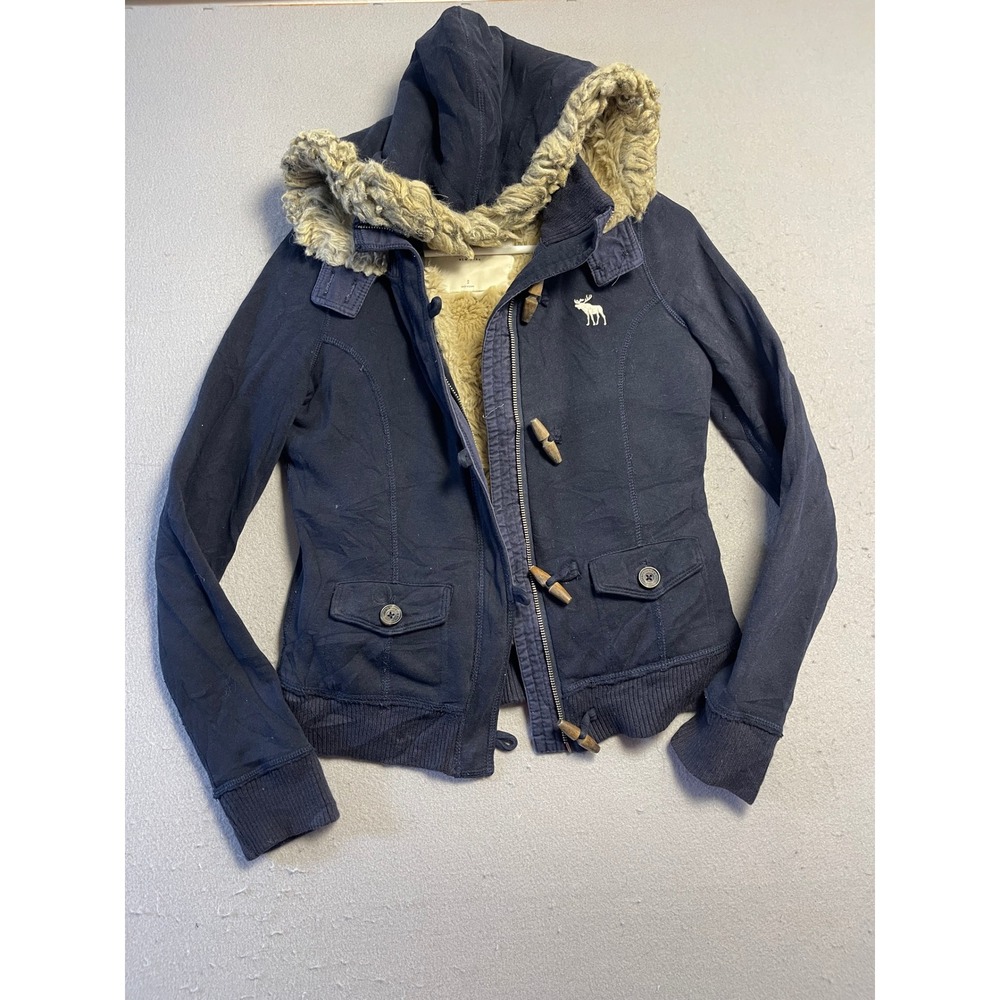 Abercrombie & Fitch Jacket Cotton Polyester Navy Blue Small Womens